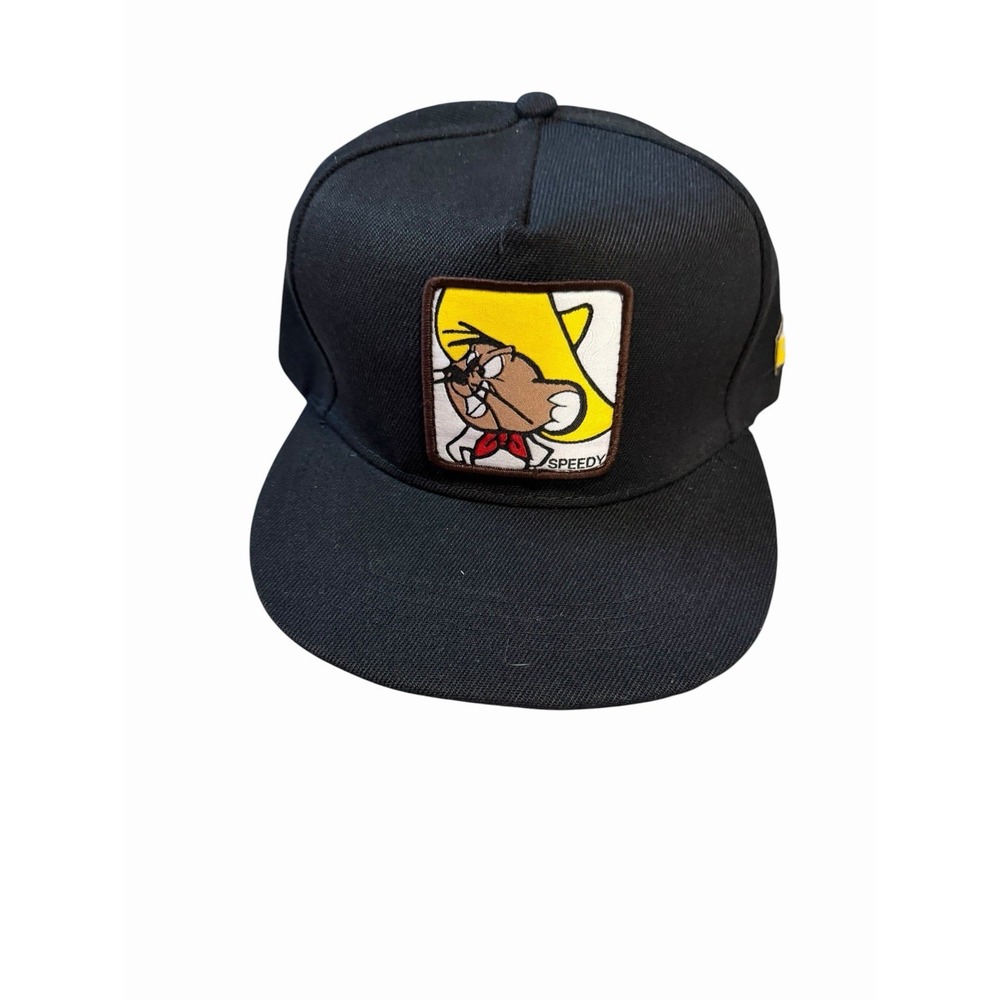 NEW mens snapback flat bill hat cap adjustable speedy mouse cheese black